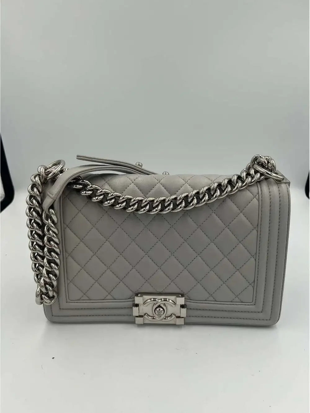 Chanel Le Boy Medium Flap Bag Authentic Quilted Leather CC